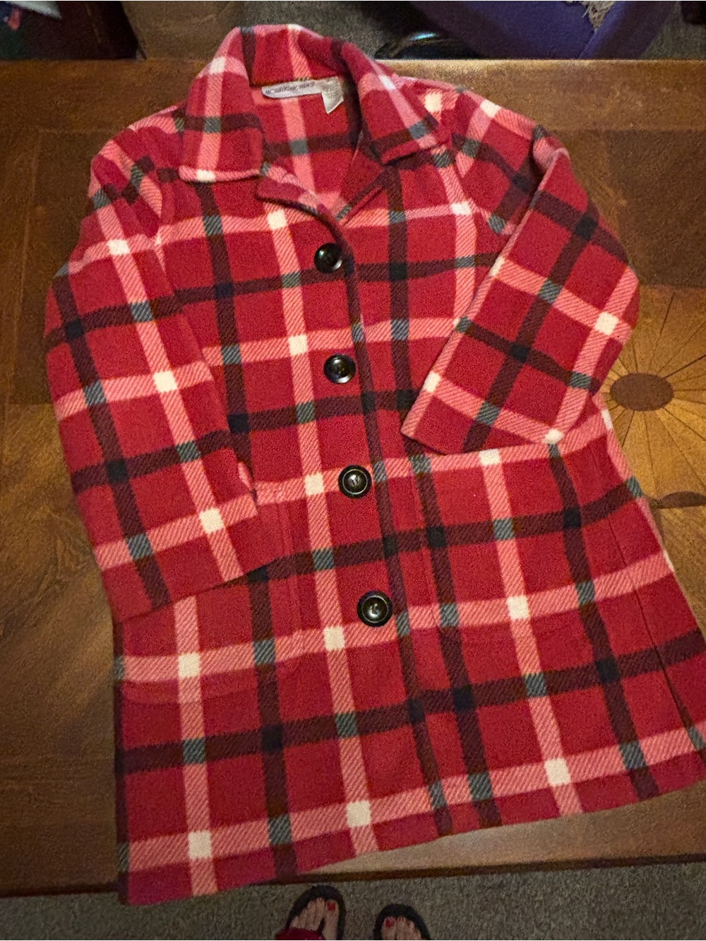 Women's Red Plaid Trench Coat – Classic Button-Front
